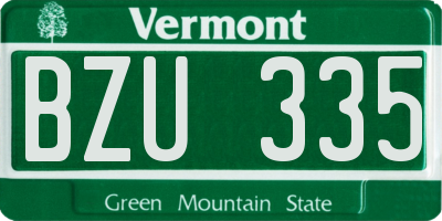 VT license plate BZU335