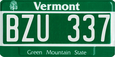 VT license plate BZU337