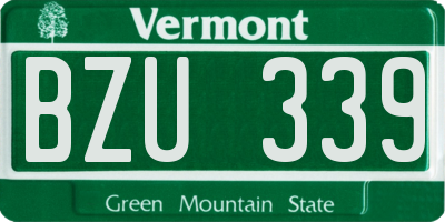 VT license plate BZU339