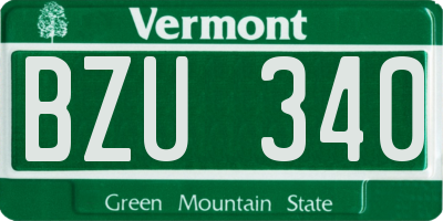 VT license plate BZU340