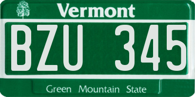VT license plate BZU345