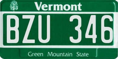 VT license plate BZU346
