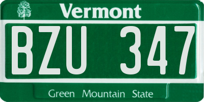 VT license plate BZU347