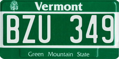 VT license plate BZU349