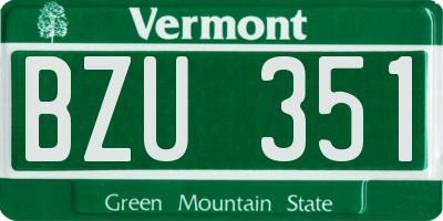 VT license plate BZU351