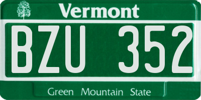 VT license plate BZU352