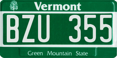 VT license plate BZU355