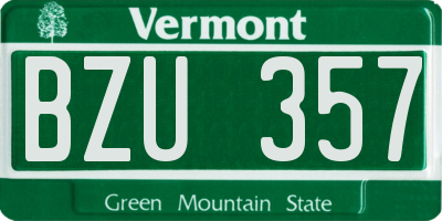 VT license plate BZU357