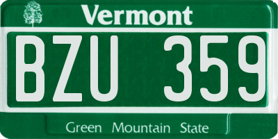 VT license plate BZU359