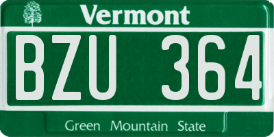 VT license plate BZU364