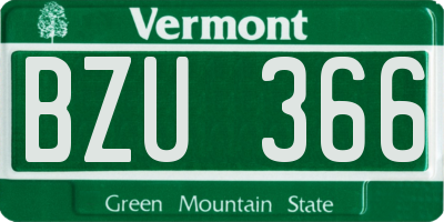 VT license plate BZU366