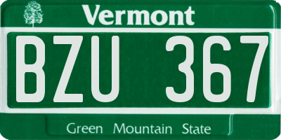 VT license plate BZU367