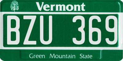 VT license plate BZU369