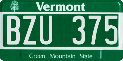 VT license plate BZU375