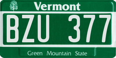 VT license plate BZU377