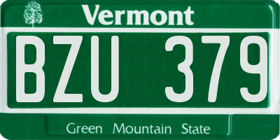 VT license plate BZU379