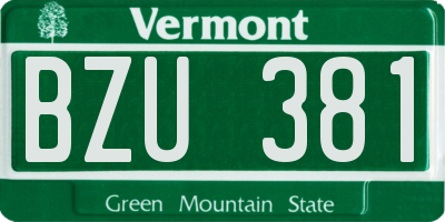 VT license plate BZU381