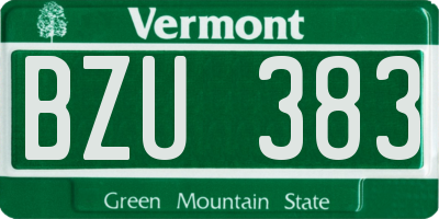 VT license plate BZU383