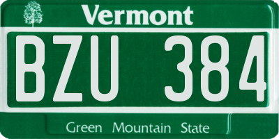 VT license plate BZU384