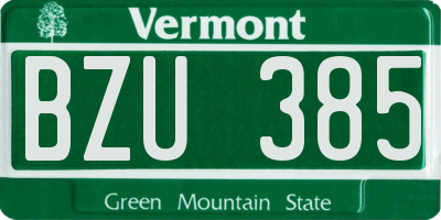 VT license plate BZU385