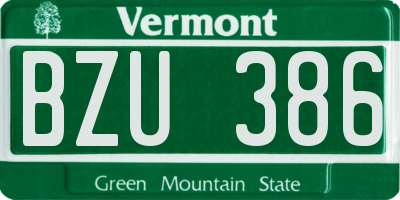 VT license plate BZU386