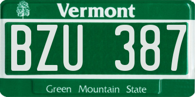 VT license plate BZU387