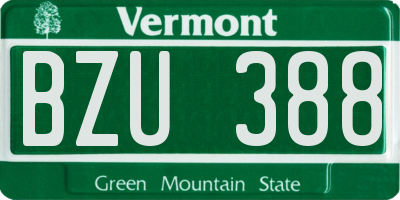 VT license plate BZU388