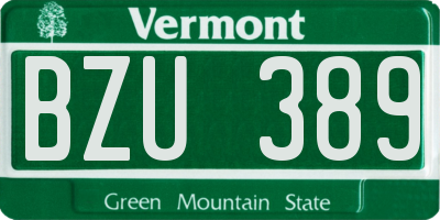 VT license plate BZU389