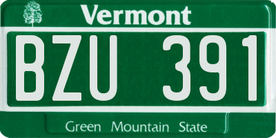 VT license plate BZU391