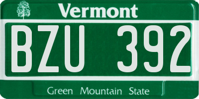 VT license plate BZU392