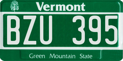VT license plate BZU395