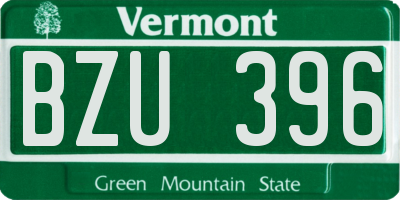 VT license plate BZU396