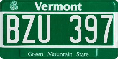 VT license plate BZU397