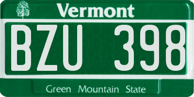 VT license plate BZU398