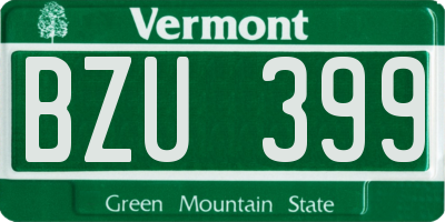 VT license plate BZU399