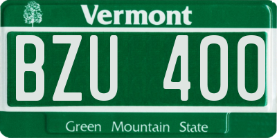 VT license plate BZU400