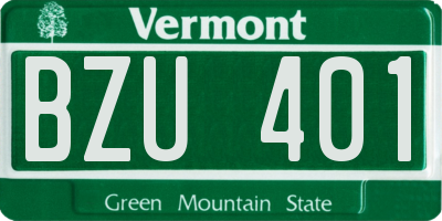 VT license plate BZU401