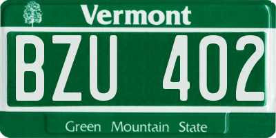 VT license plate BZU402