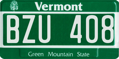 VT license plate BZU408