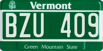 VT license plate BZU409