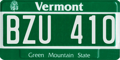 VT license plate BZU410