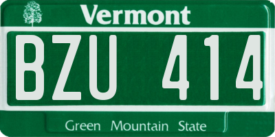 VT license plate BZU414