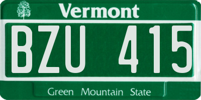 VT license plate BZU415