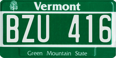 VT license plate BZU416