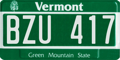 VT license plate BZU417
