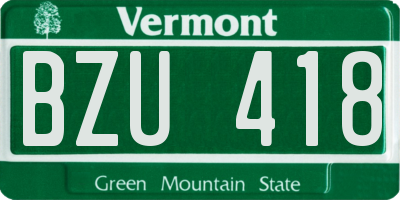 VT license plate BZU418