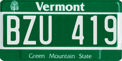 VT license plate BZU419