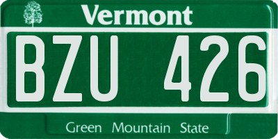 VT license plate BZU426