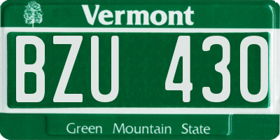 VT license plate BZU430