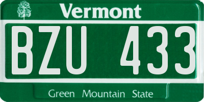 VT license plate BZU433